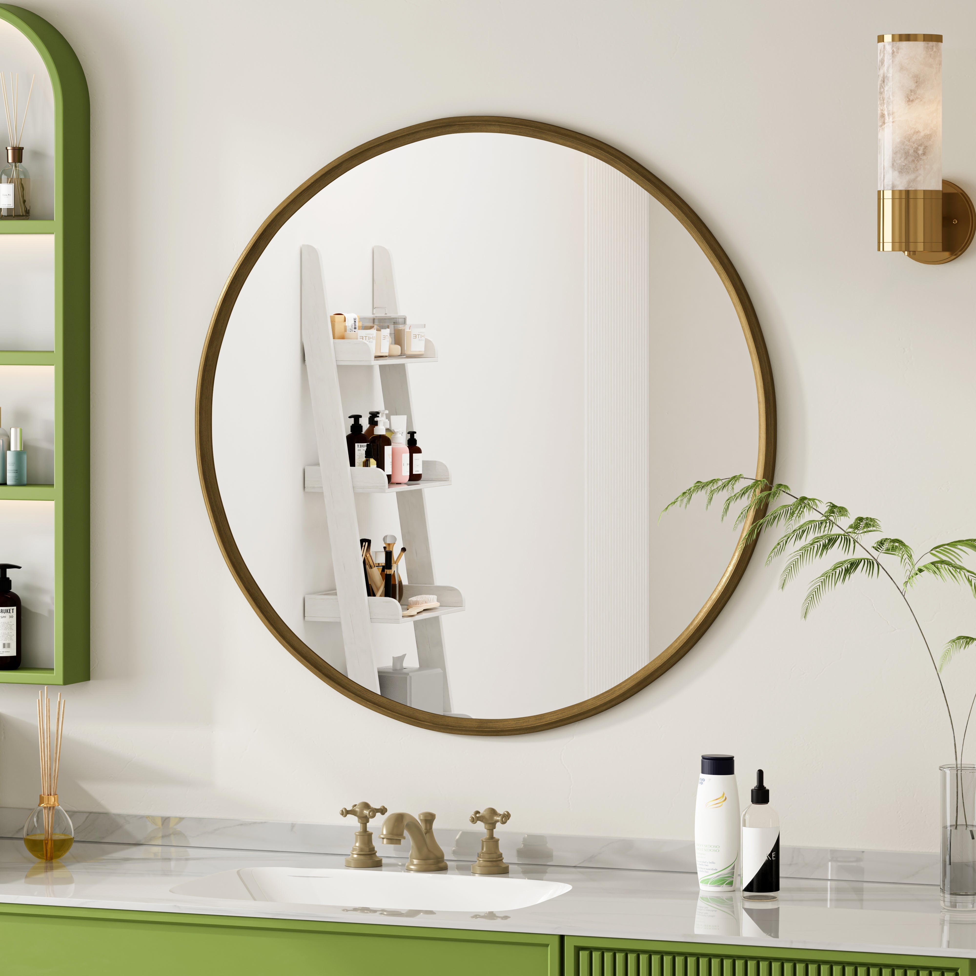 Round Mirror, 80CM Metal Frame, Bronze