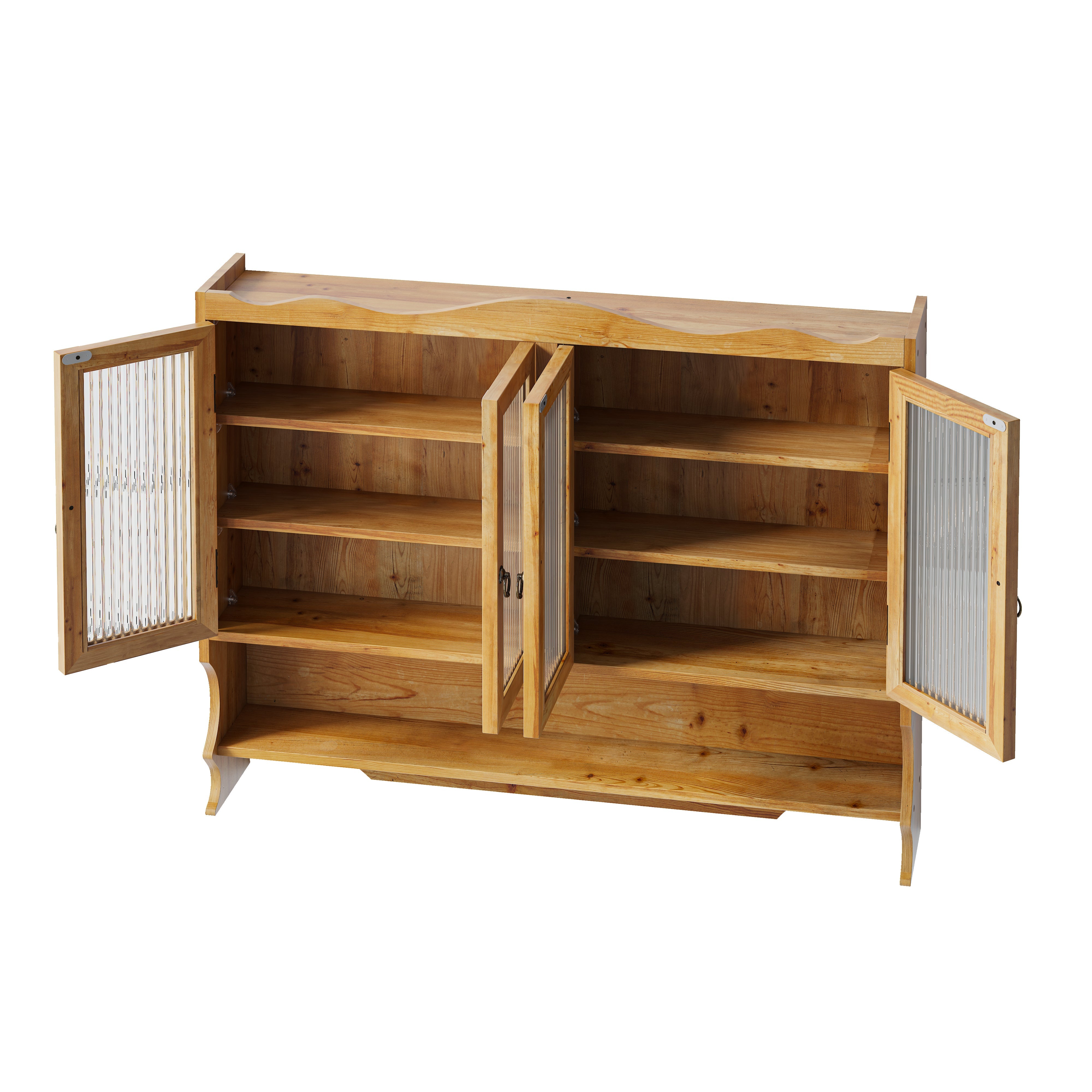 Wall-mounted Cabinet 100CM Retro 4 Door Storage Hook Rack, Natural