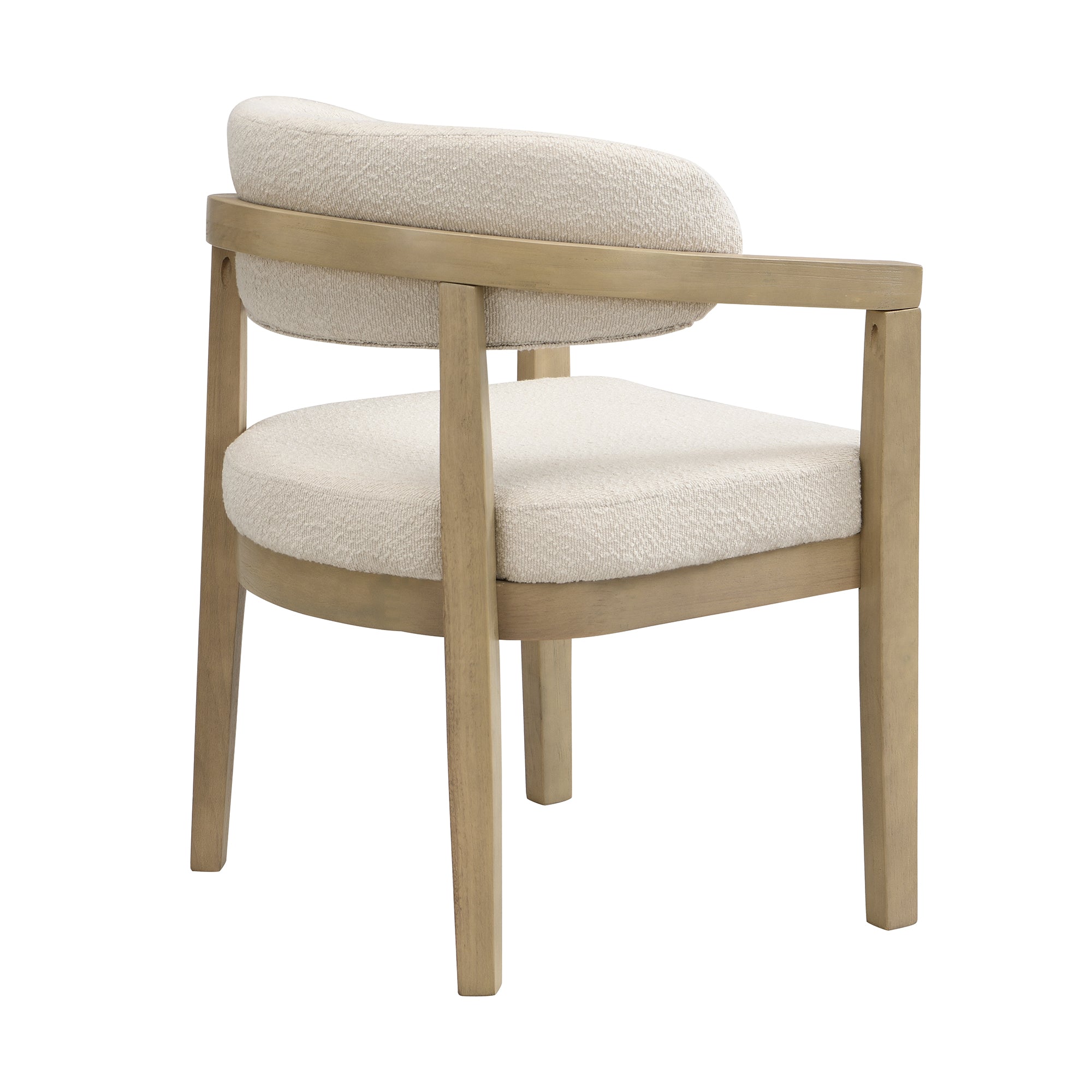 Solid Wood Dining Chairs Set of 6, Modern Style for Living Room and Cafe, Natural Bouclé