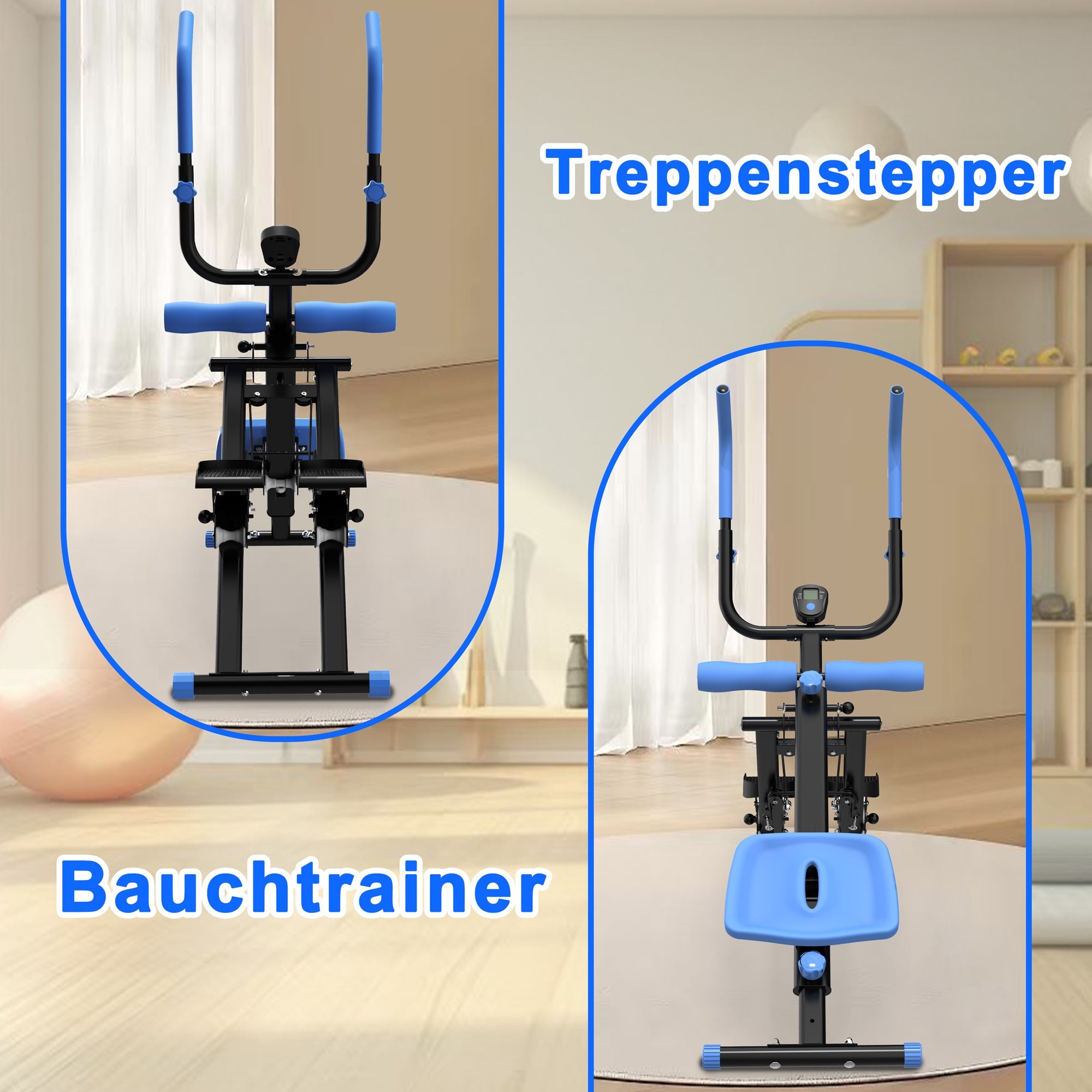 2-in-1 Stair Stepper & Abdominal Trainer - Foldable Full Body Home Gym Workout Equipment