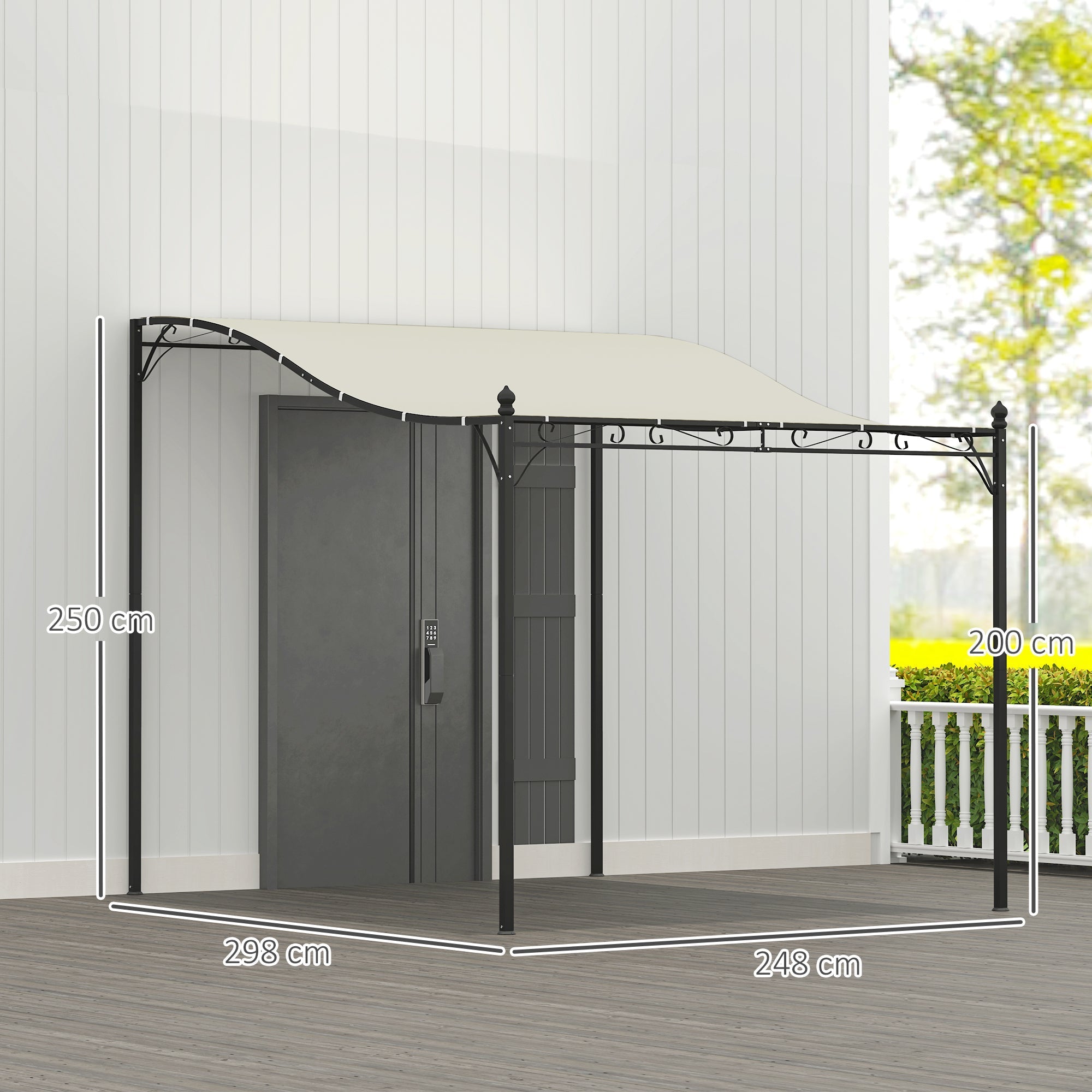 Pergola Pavilion Lean-to Water-Repellent Canopy Freestanding 2.5x3x2.5m Cream White