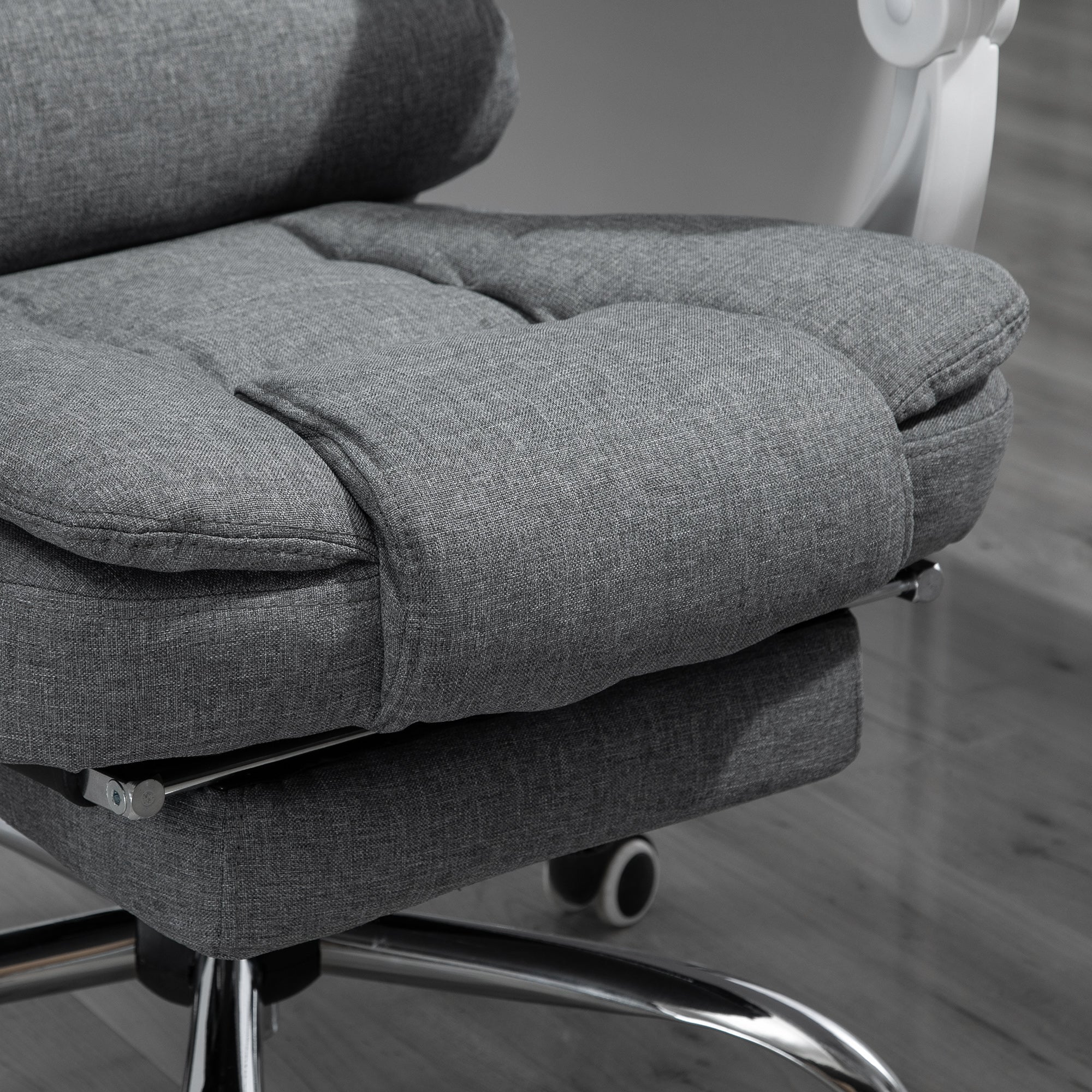 Vinsetto Office Chair Ergonomic Desk Chair, Foldable Footrest, Grey Metal