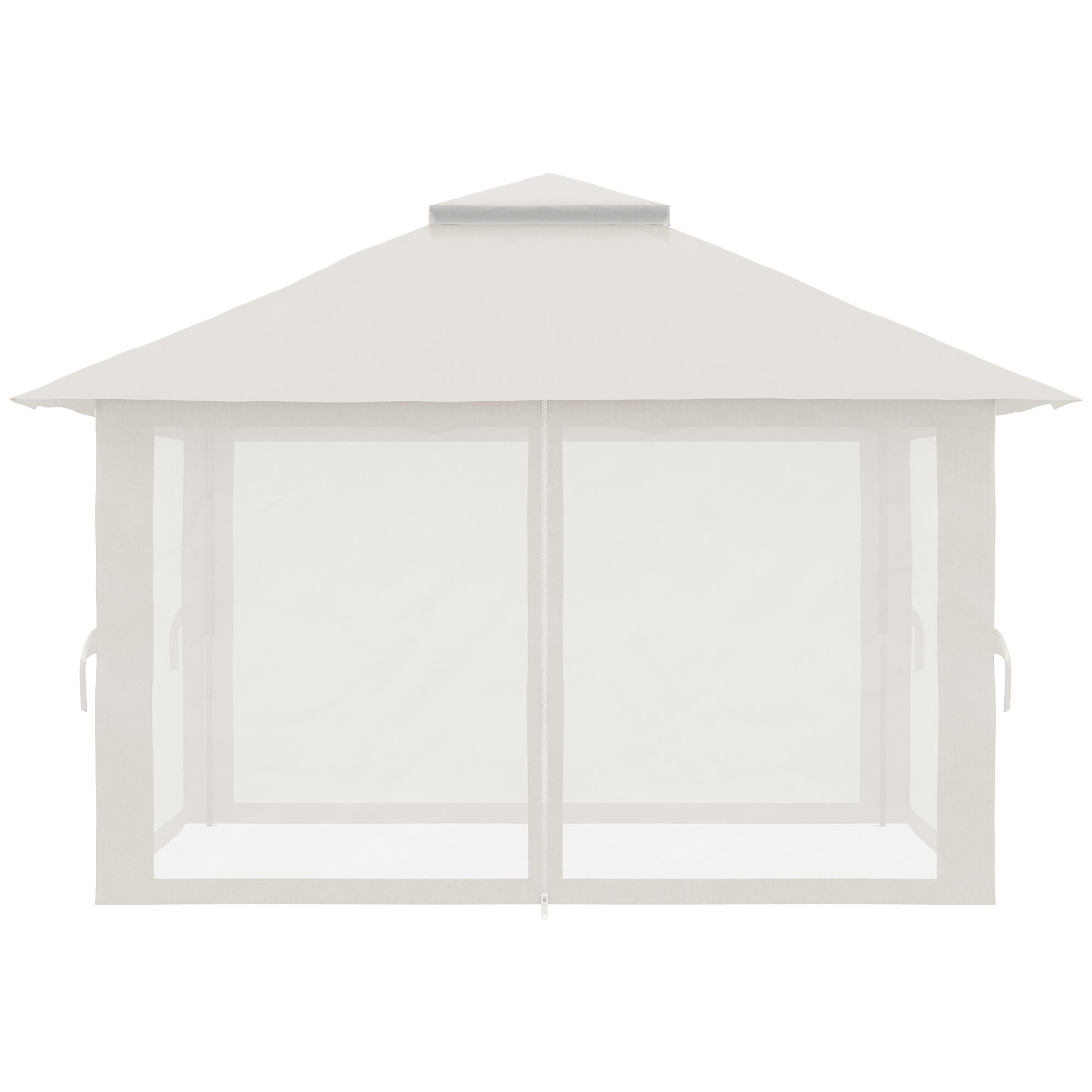 Folding Pavilion 4x4m Mesh Curtains UV Protection Double Roof, Cream White