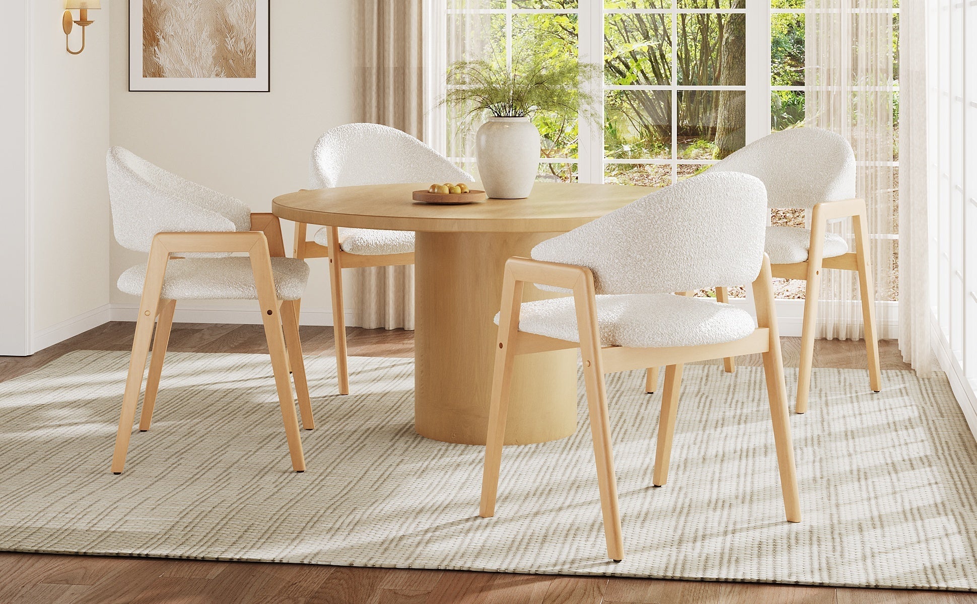 Teddy Chair Set of 4 Ergonomic Luxury Curved Back - White