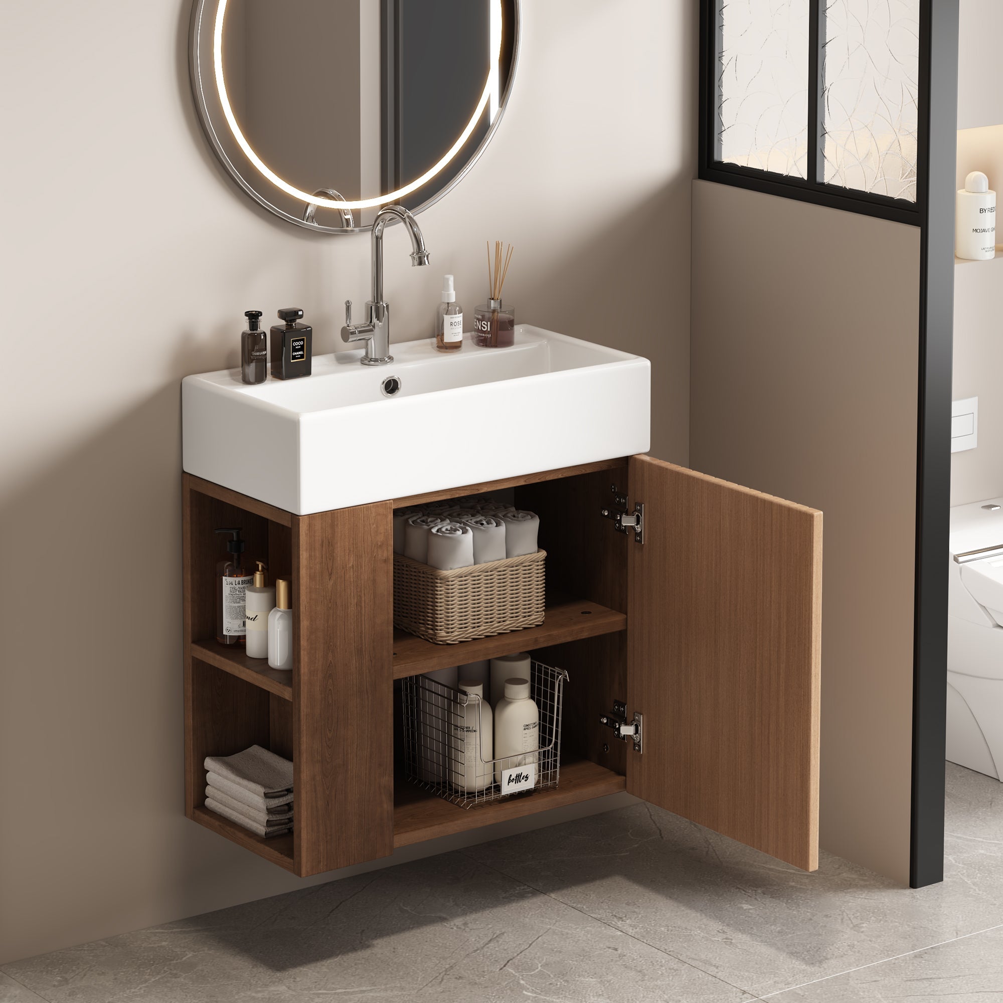 Bathroom Furniture Washbasin, 55cm Vanity Unit, Hanging, White