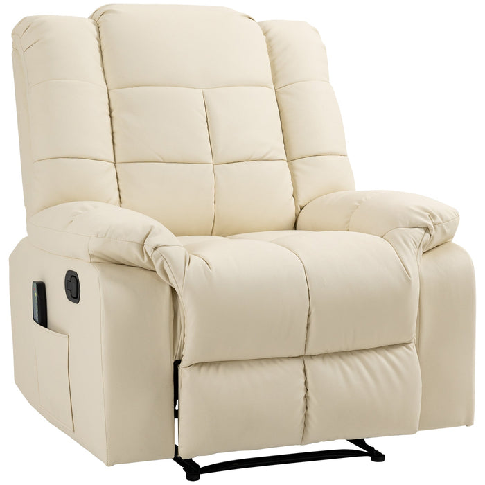 Massage chair TV chair electric relaxation with massage function artificial leather cream white