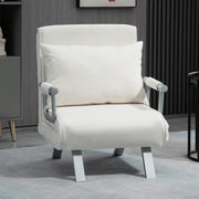 3-in-1 Sofa Bed Sleeper Chair Guest Folding Mattress Chaise Longue 65x69x80cm Polyester Cream