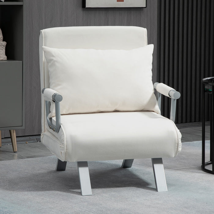 3-in-1 Sofa Bed Sleeper Chair Guest Folding Mattress Chaise Longue 65x69x80cm Polyester Cream
