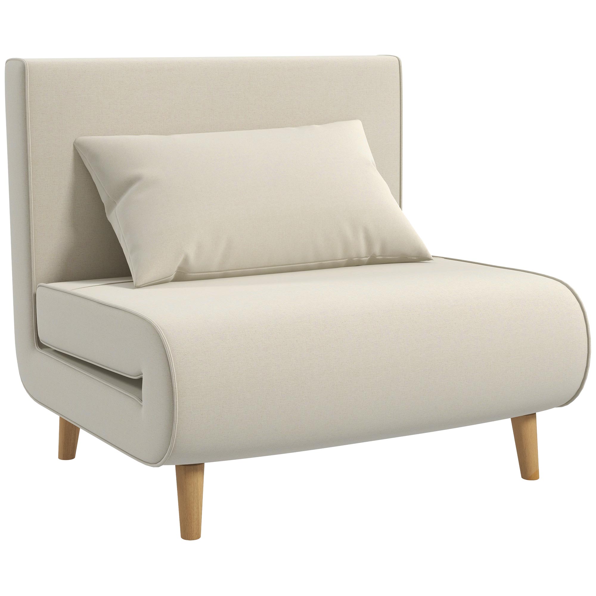 Sleeper Sofa Fold-out Single Adjustable Backrest, Nordic Style Linen Imitation