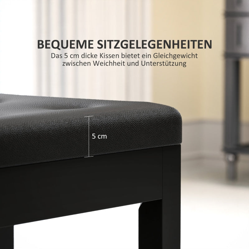 Piano Bench with Storage, Wooden Legs, Faux Leather, Black