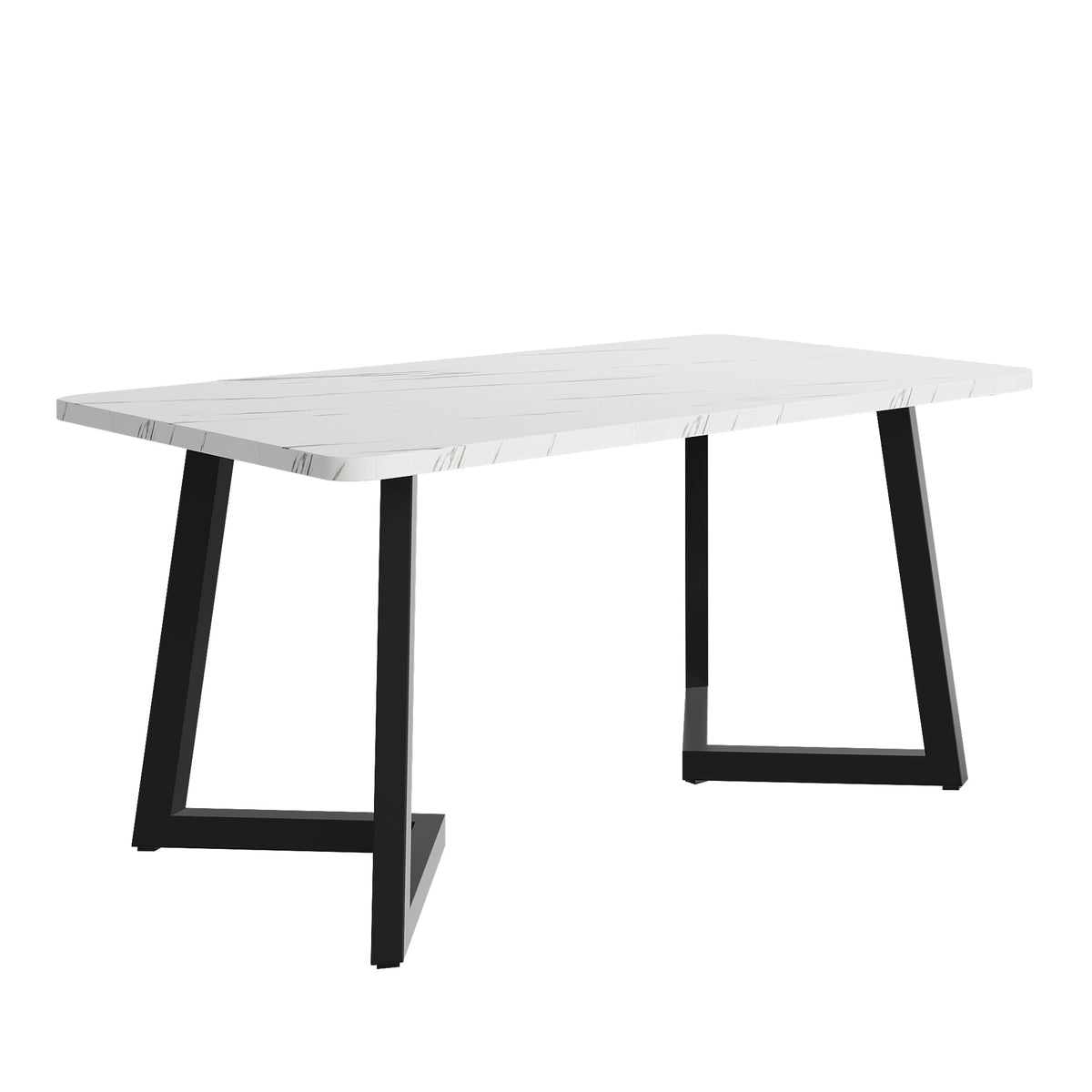 Dining Table Rectangular 117x68cm Modern Marble Pattern Metal Frame Black/White