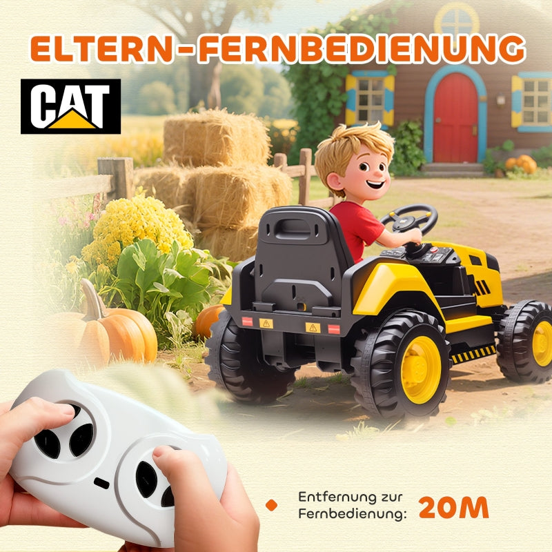 Children's Ride-On Construction Vehicle with Remote Control and Bluetooth, Yellow