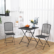 Garten-Bistro-Set, 3 Personen, 1 Tisch, 2 Klappstühle, Metall Grau