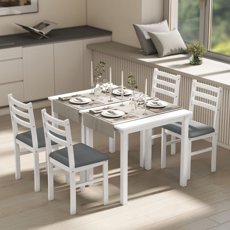 3-Piece Dining Table Set, Kitchen Table with Upholstered Chairs, Space-Saving, White MDF