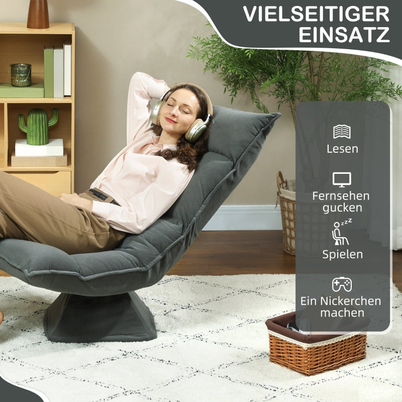 Floor Chair 360° Rotatable, 5-Way Adjustable Backrest, Foldable, Dark Gray