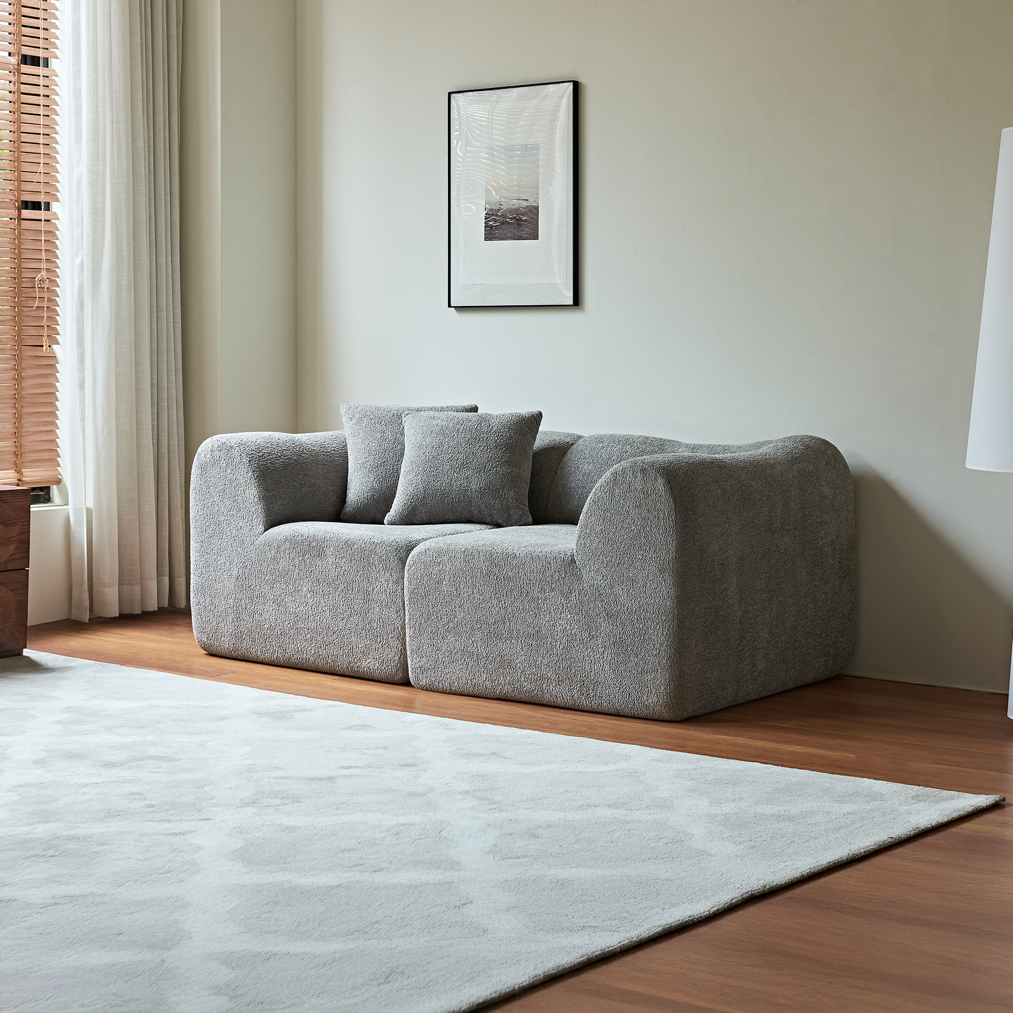 Modern Loveseat 2-Seater Space-Saving with Cushions - Velvet