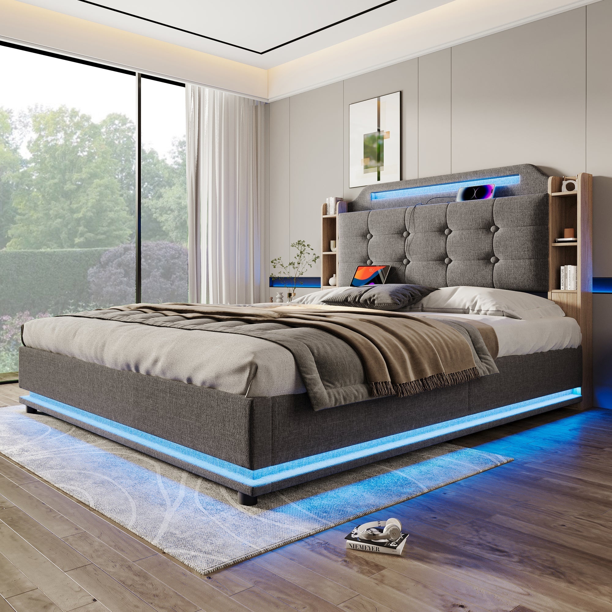 Single pink bed with storage