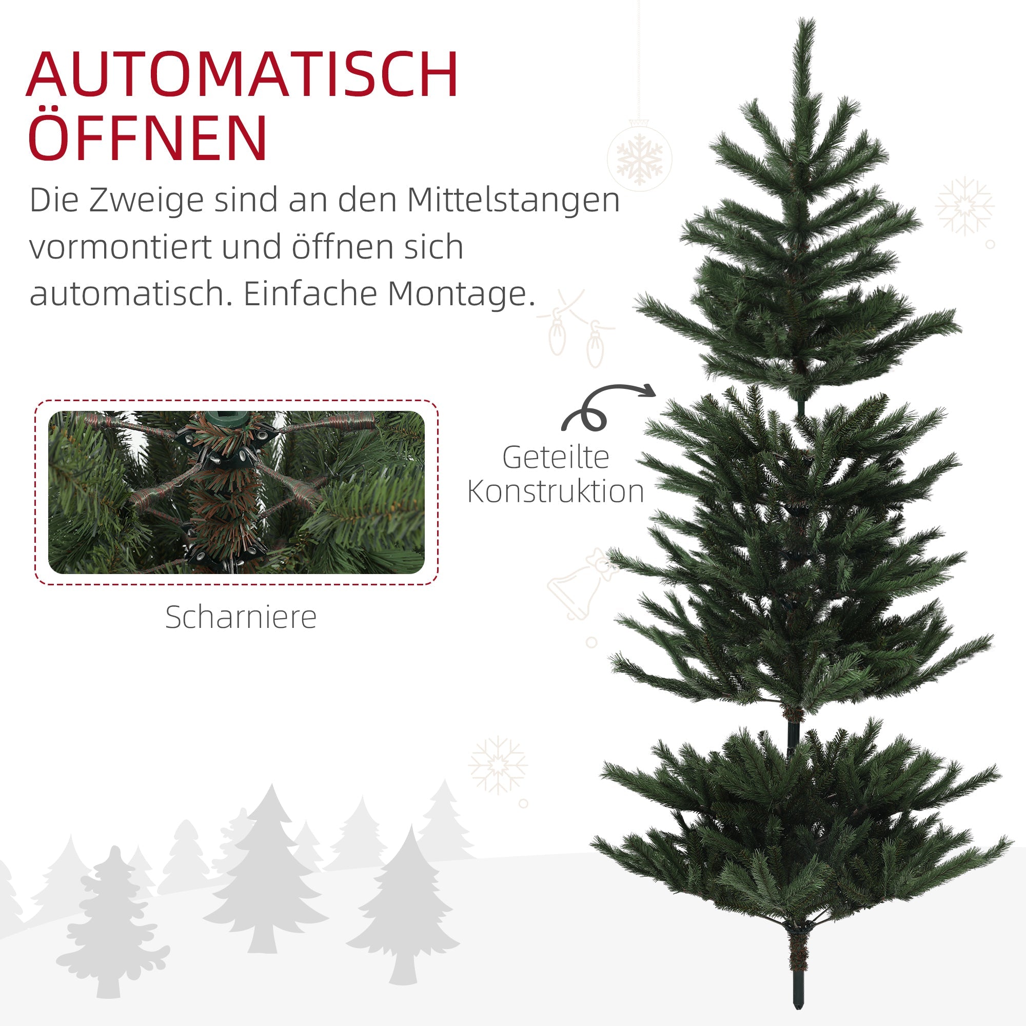 Artificial Christmas Tree, 180cm, 467 Tips, Flame Retardant, Green