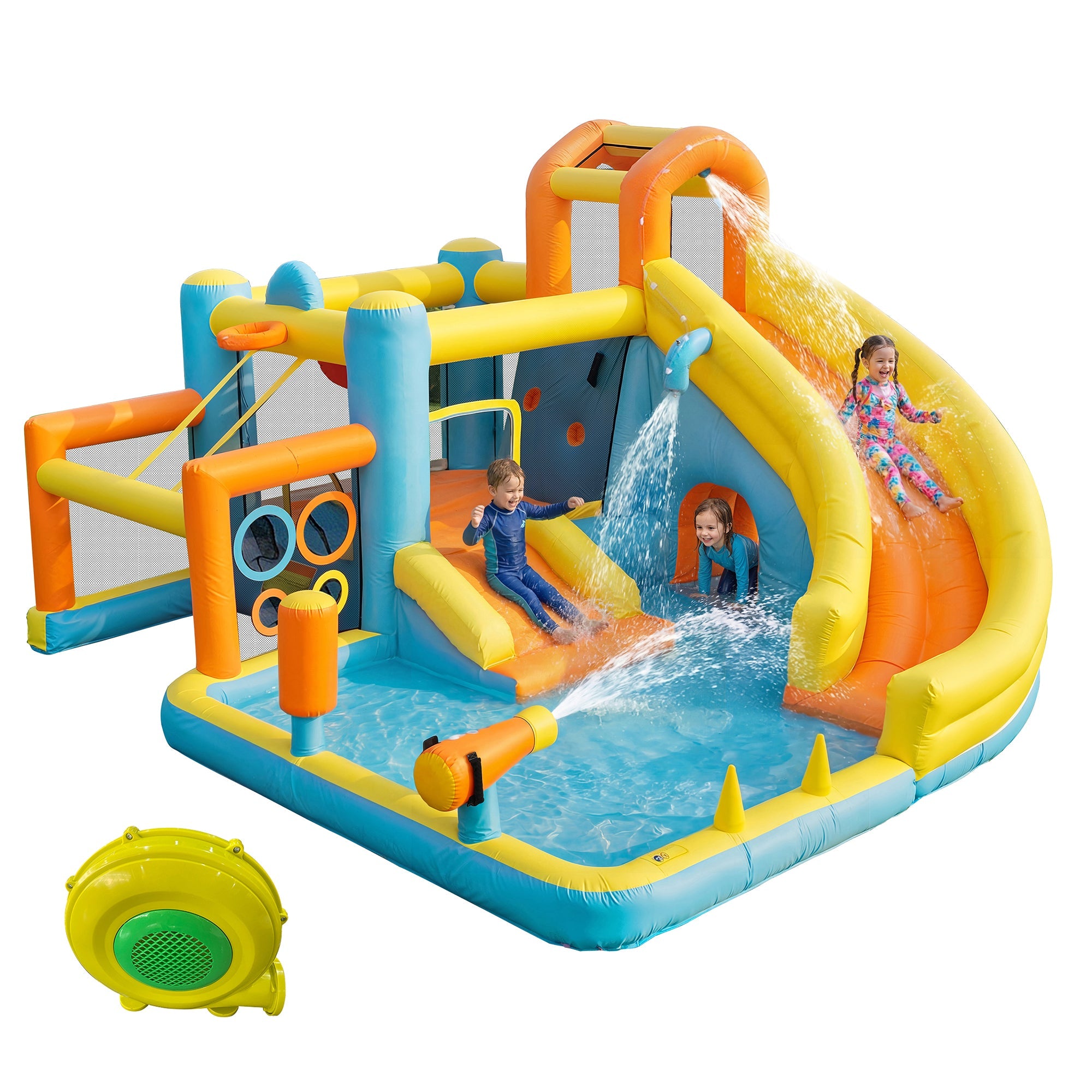 Children's Bouncy Castle Water Park with Slide, Pool and Blower, 405x416x218cm