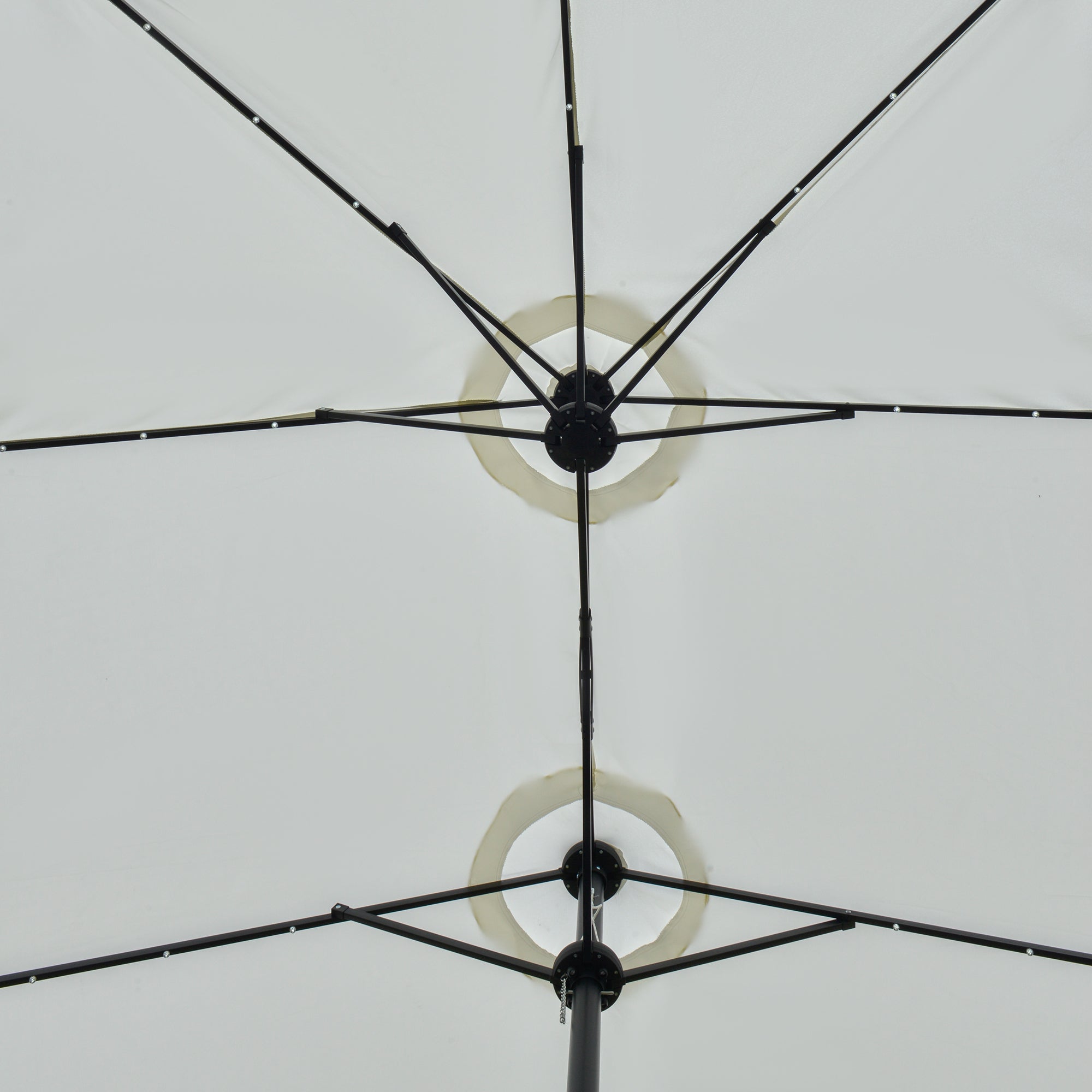 Parasol 4.5m Double Oval LED Solar Garden Patio Black/Cream White