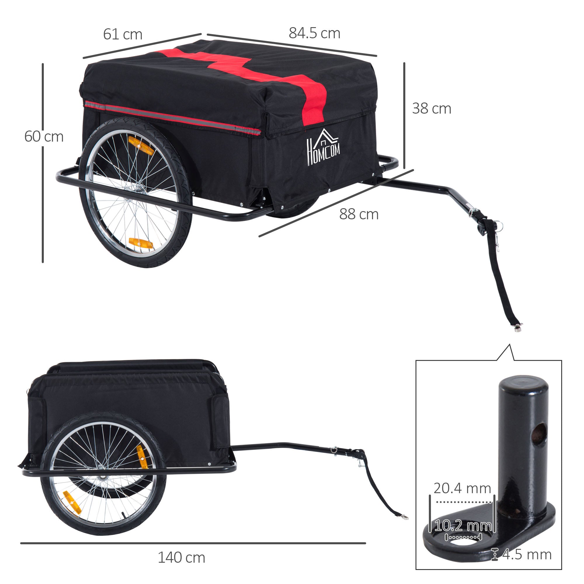 Cargo Trailer for Bicycles, Transport, Black