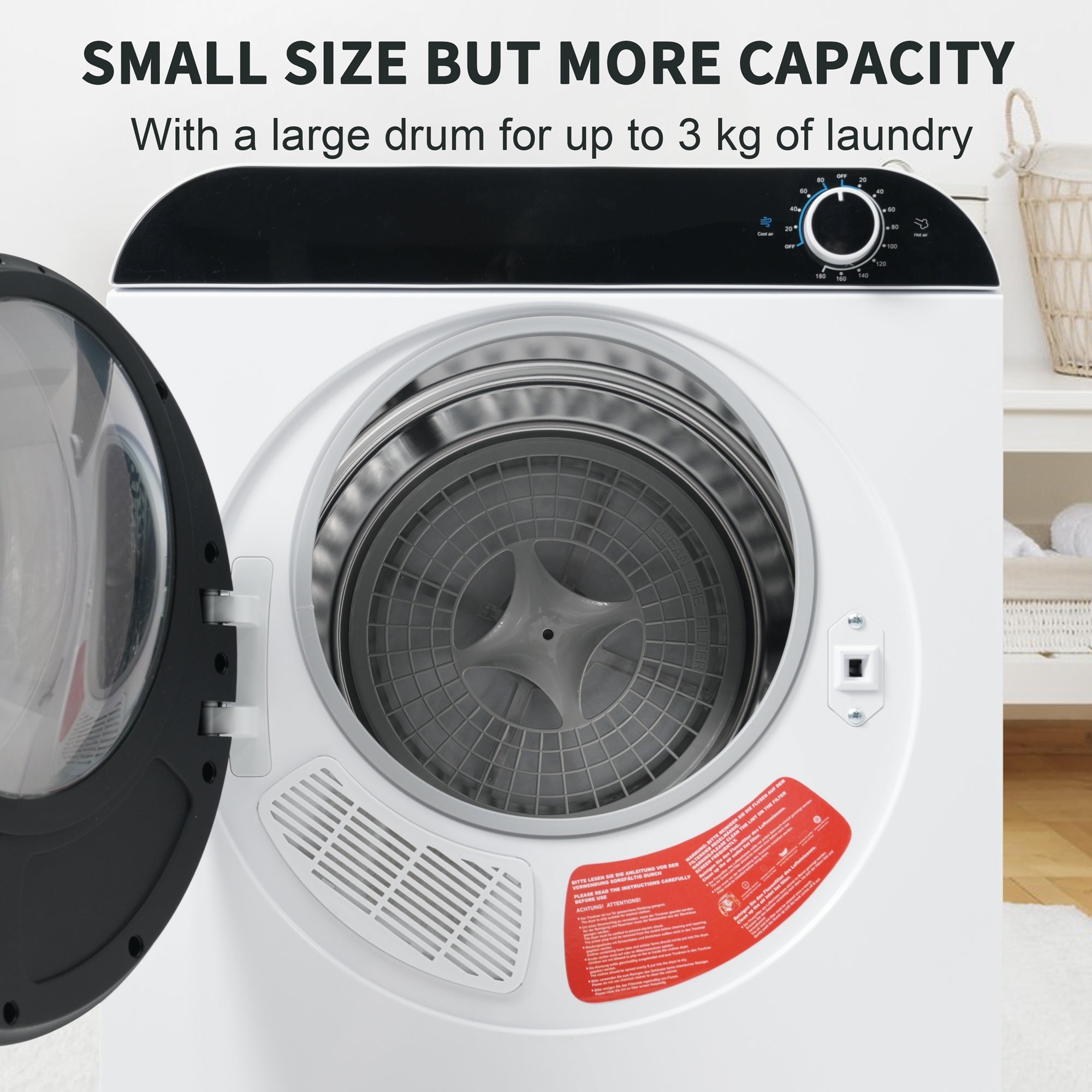 Exhaust Gas Dryer, 3kg Capacity, 830W with 4 Programs and Overheat Pro ...