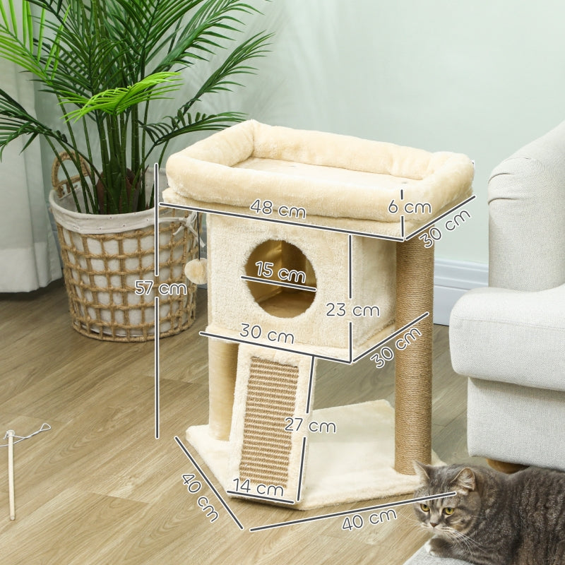 Katzenbaum, Kratzmatte aus Jute, Katzenhaus, Beige