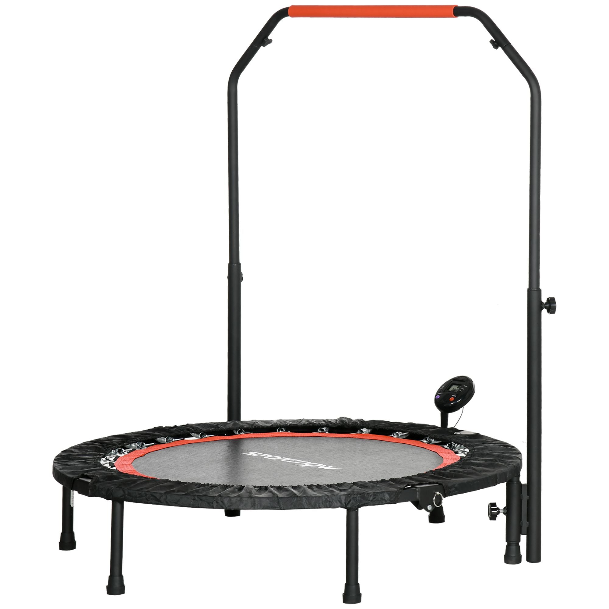 Mini Trampoline, LCD Monitor, 4-Way Adjustable Handlebar, Black/Blue