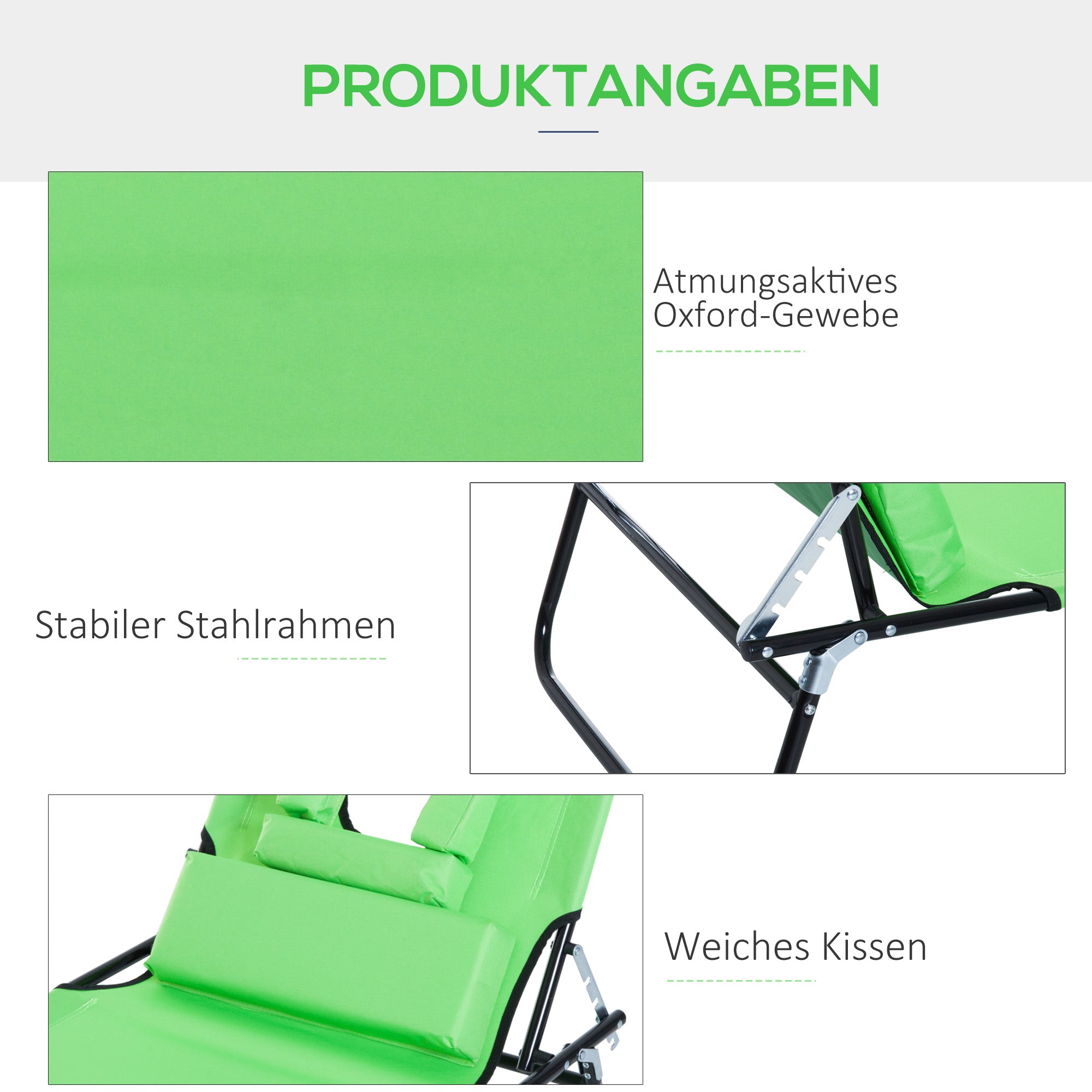 Outsuuny Folding Sun Lounger with Reading Window, Adjustable Backrest, Green