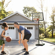 Outdoor Basketball Hoop with Height Adjustable Stand and Wheels, Steel