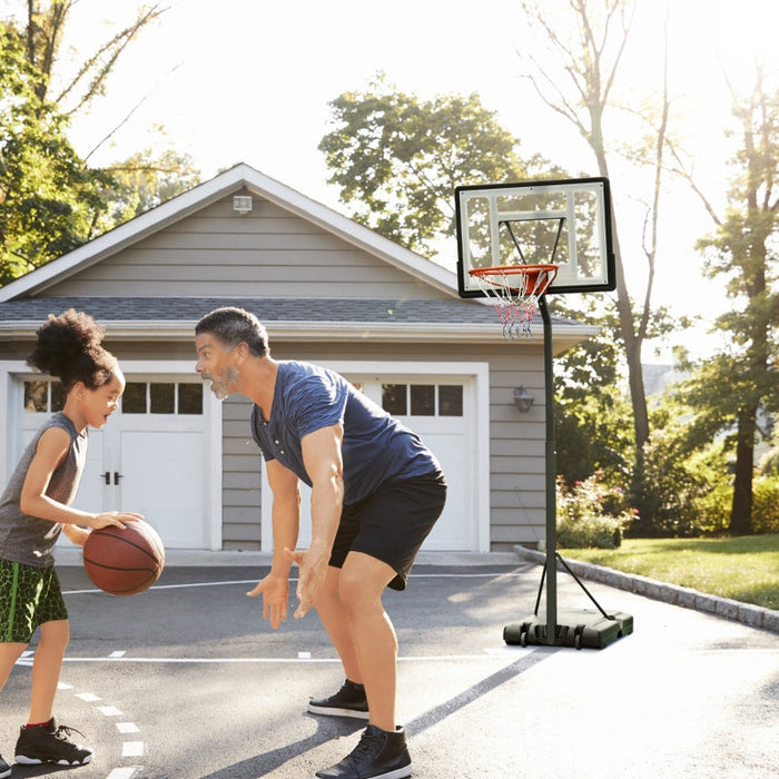 Outdoor Basketball Hoop with Height Adjustable Stand and Wheels, Steel