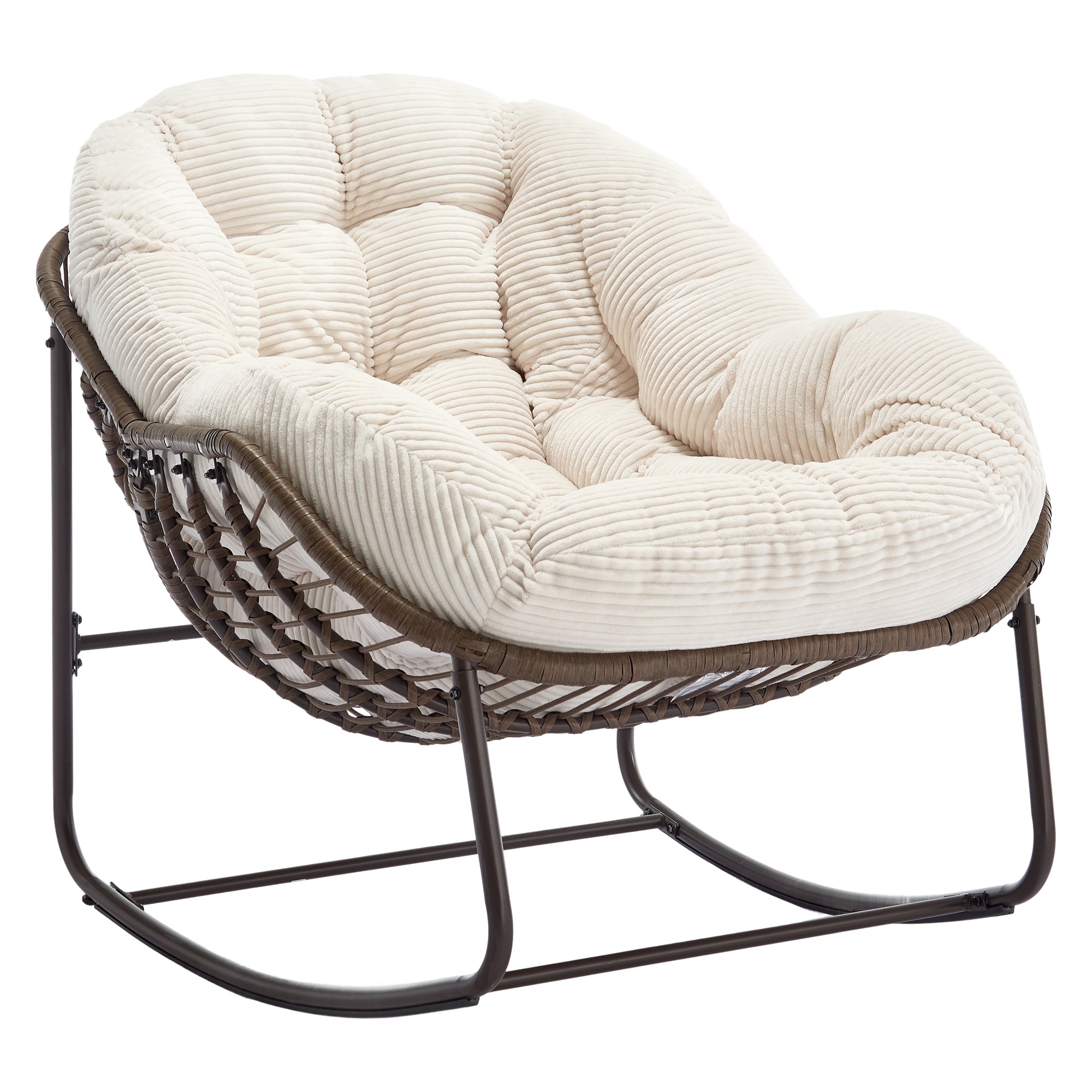 Outdoor Rattan Rocking Chair, Padded Seat with Backrest, for Patio and Garden