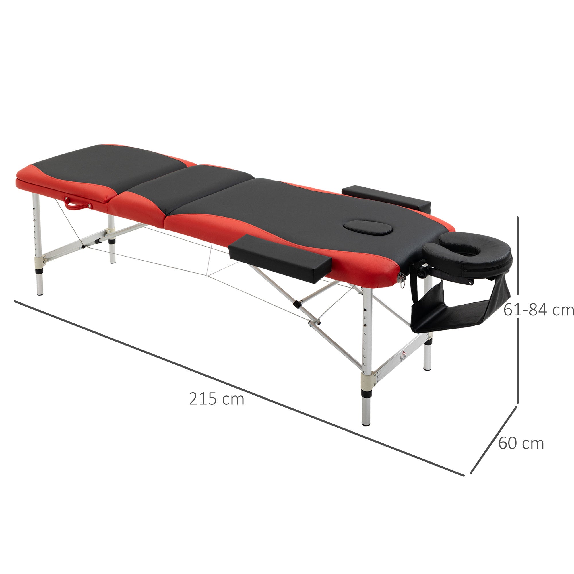 Massage Table Foldable Height-Adjustable 215x60cm Aluminum & Foam