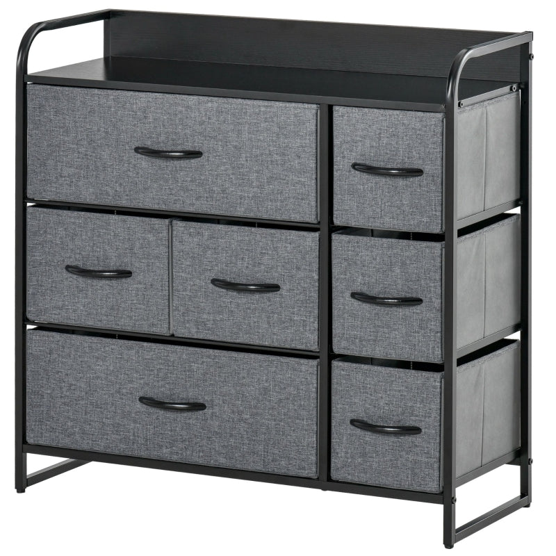 Chest of Drawers 7 Foldable Drawers 3-Tier Fabric Grey