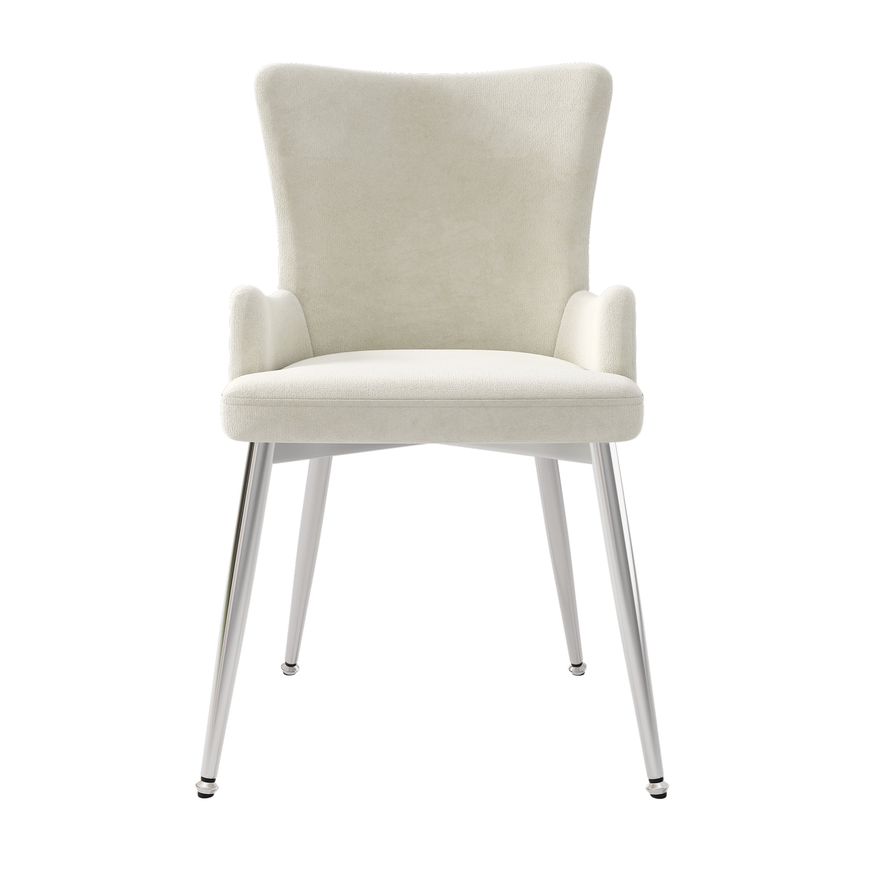 Velvet Dining Chair, Set of 6 Luxurious Lounge Chairs with Silver Metal Legs, Beige