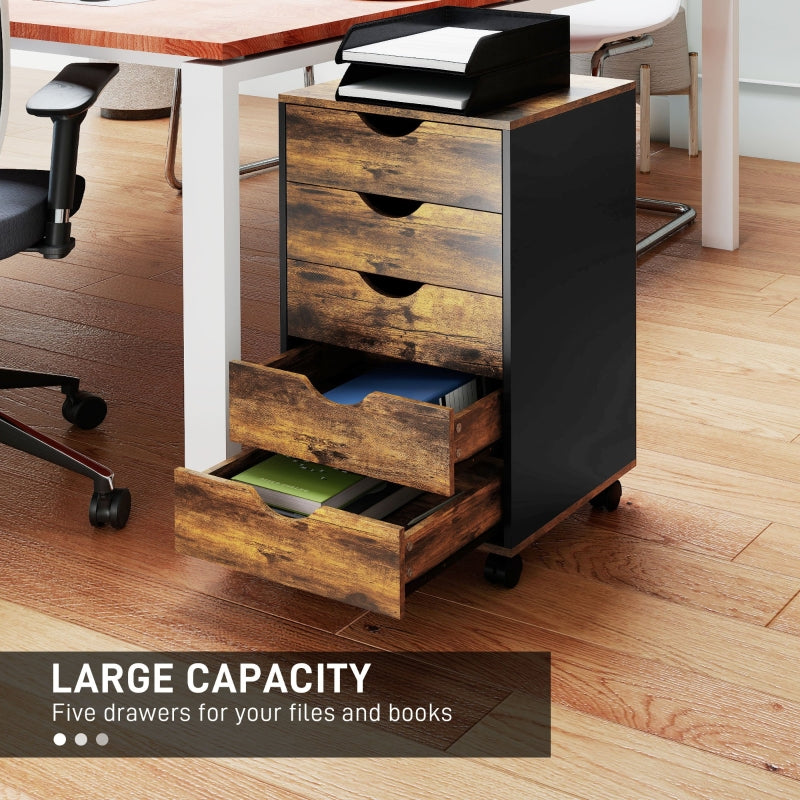 Filing Cabinet Five-Drawer Rustic Brown