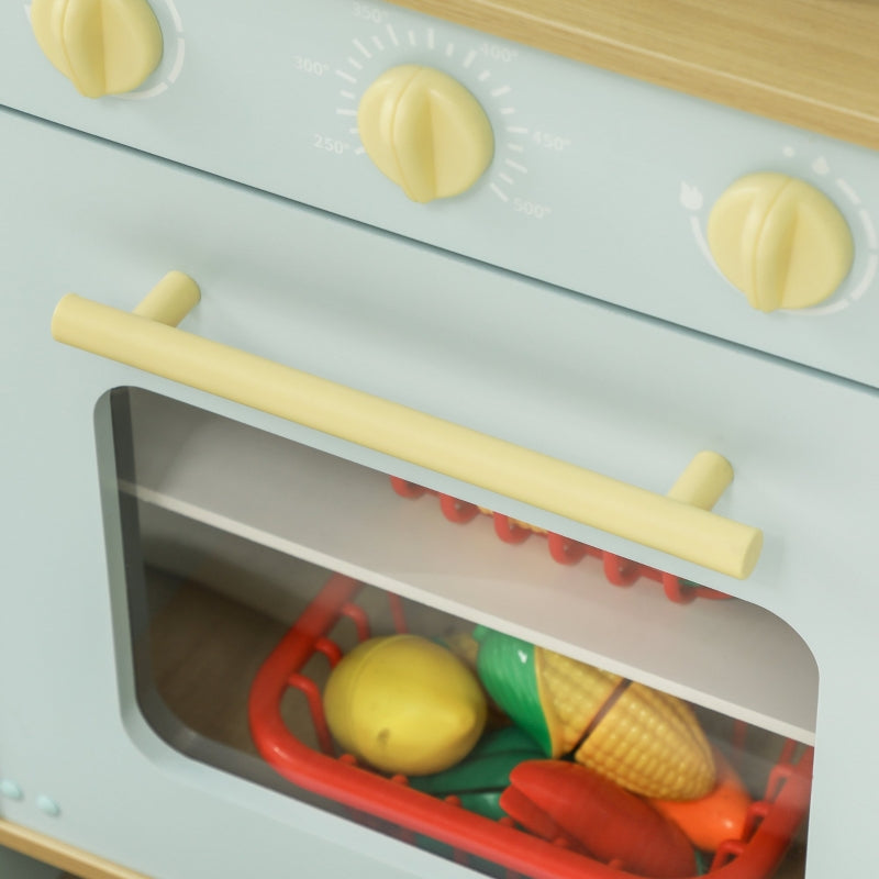 AIYAPLAY Play Kitchen Set with Microwave, Stove, Oven, Utensils, blue