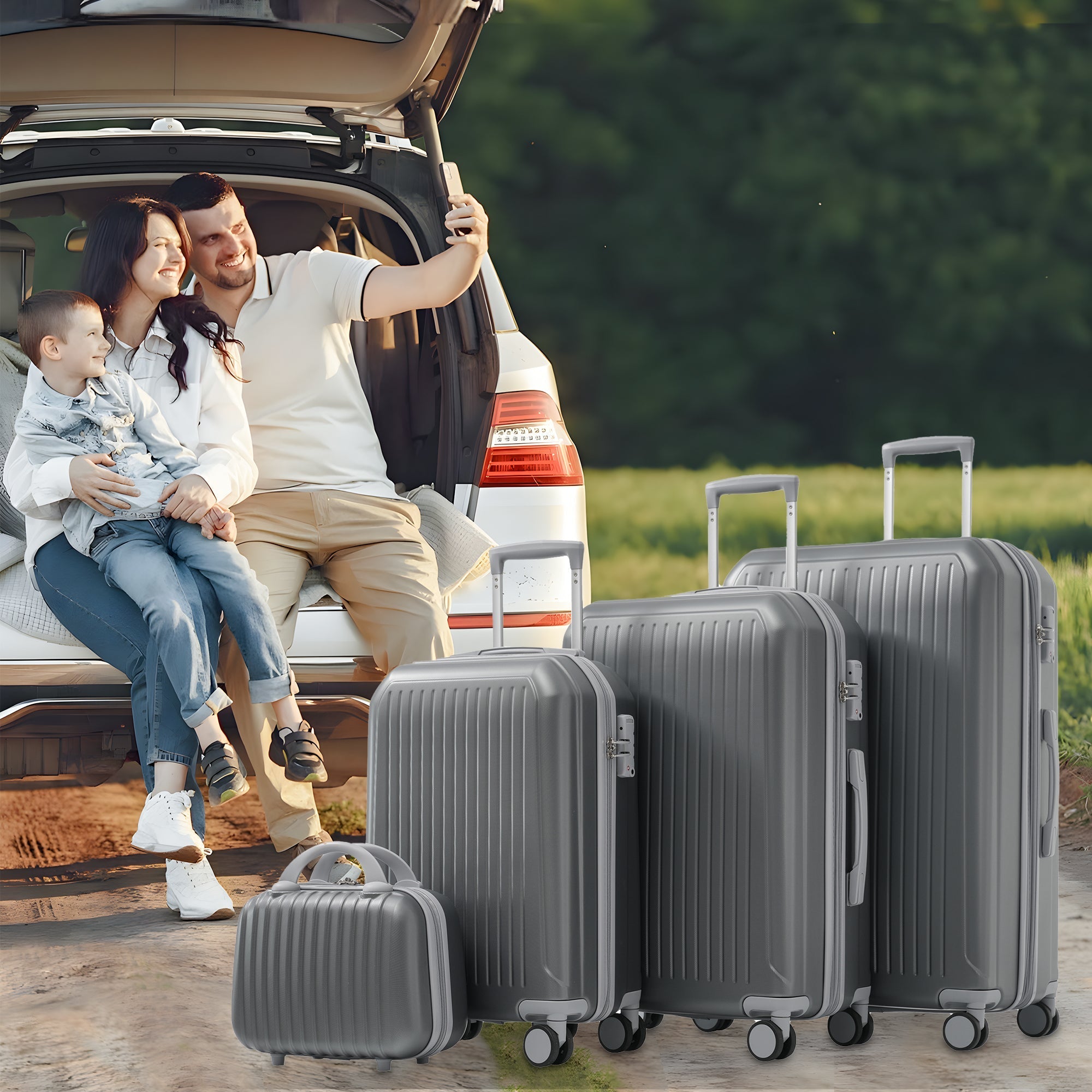 Luggage Set S&M&L&XL, Telescopic Handles, 360° Double Wheels, TSA Lock, Hard Shell