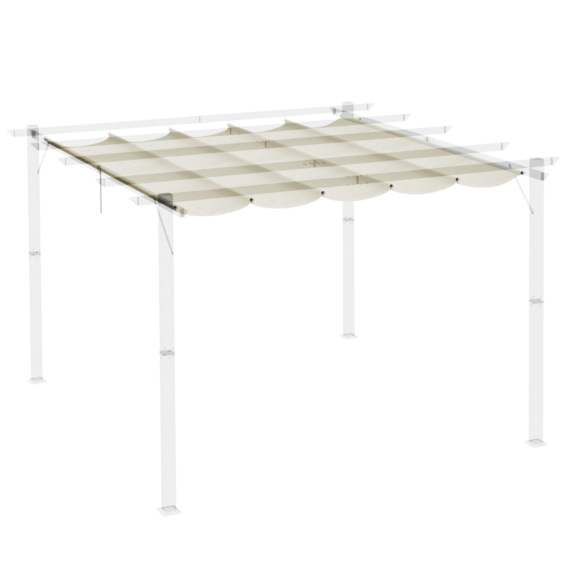 Einziehbare Pergola-Sonnenschutz-Abdeckung Ersatzstoff 3x3m Cremeweiß