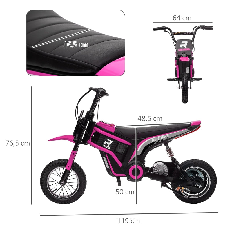 Electric Motorcycle for Kids, 24V Horn, Light, Twist-Grip Throttle, Pink