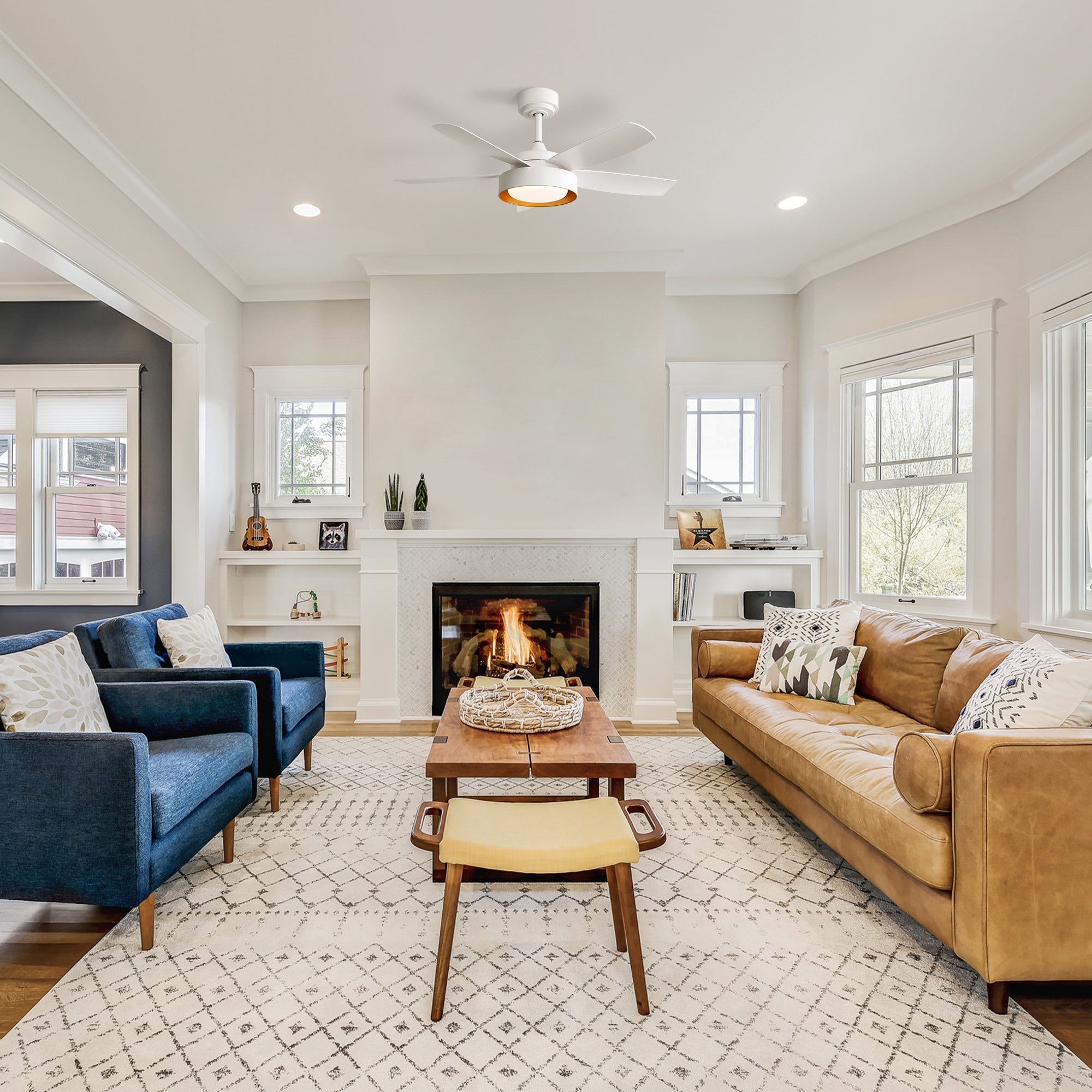 Ceiling Fan 42-Inch 22W LED Light Remote Control Reversible DC Motor White