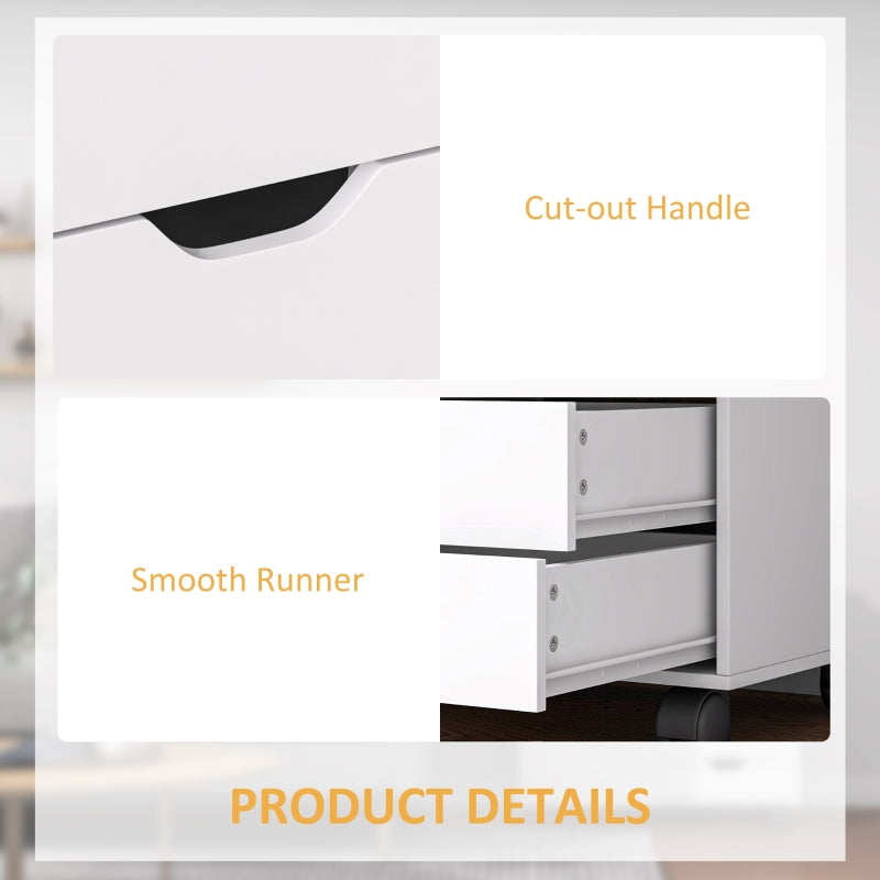 Multi-Storage Mobile Office Cabinet, 5-Drawer Cupboard Adjustable Shelf, White