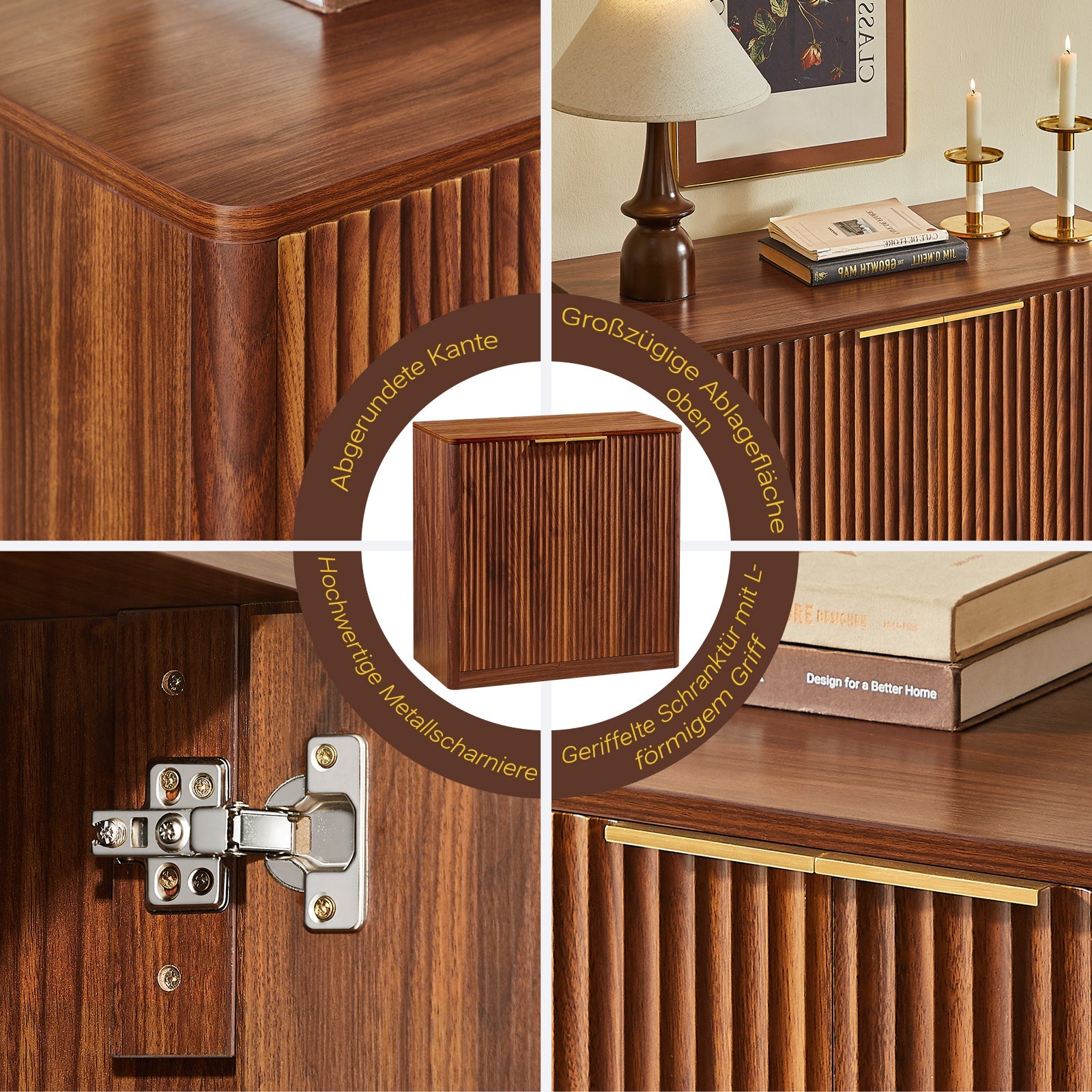 Modern Sideboard Recessed Panels Adjustable Shelves Waterproof Top 120 ...