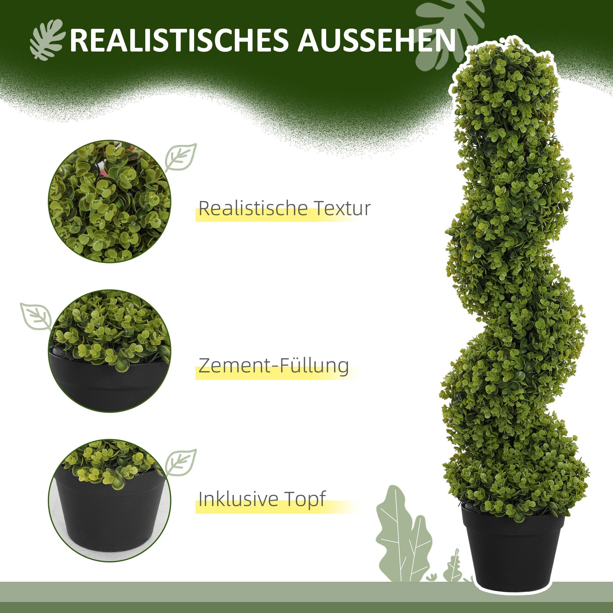 Artificial Spiral Eucalyptus, 90 cm Indoor Plant, Green