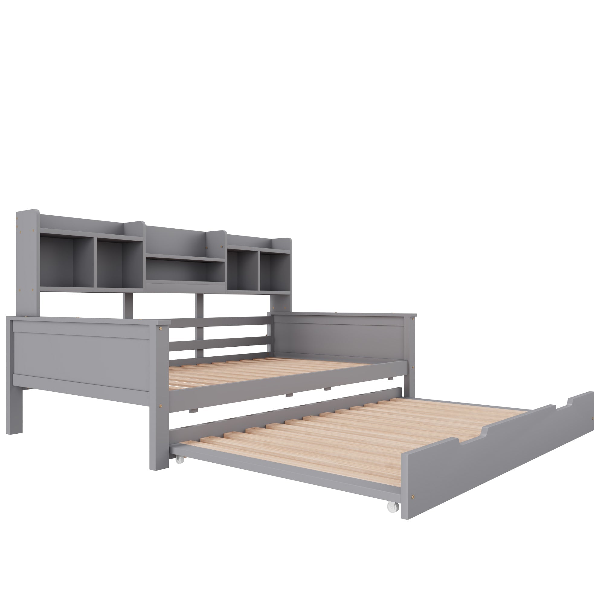 Extendable Sofa Bed 90x200cm/90x190cm Storage Pull-out Solid Pine Wood Grey
