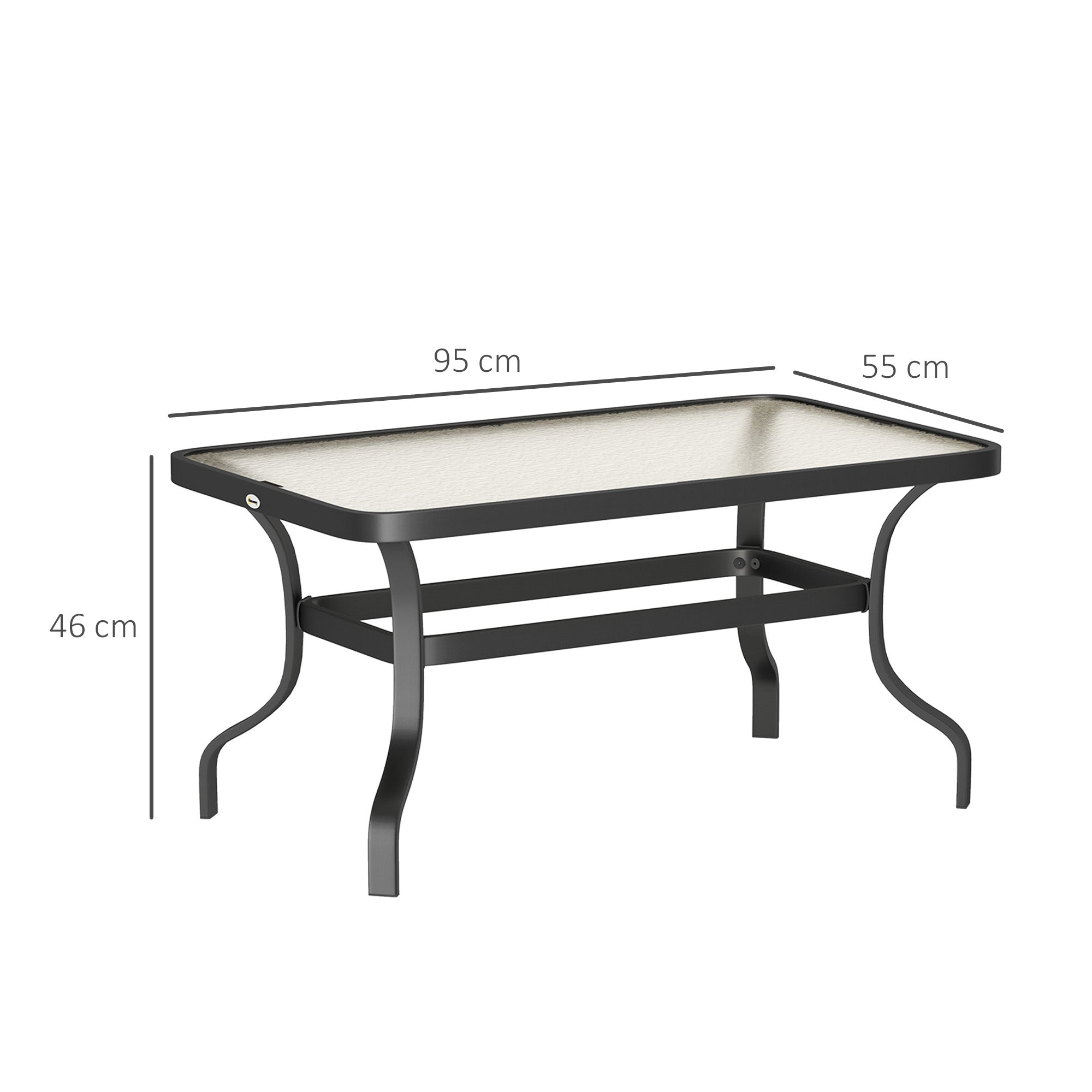 Beistelltisch, Couchtisch aus gehärtetem Glas 95x55 cm, Schwarz