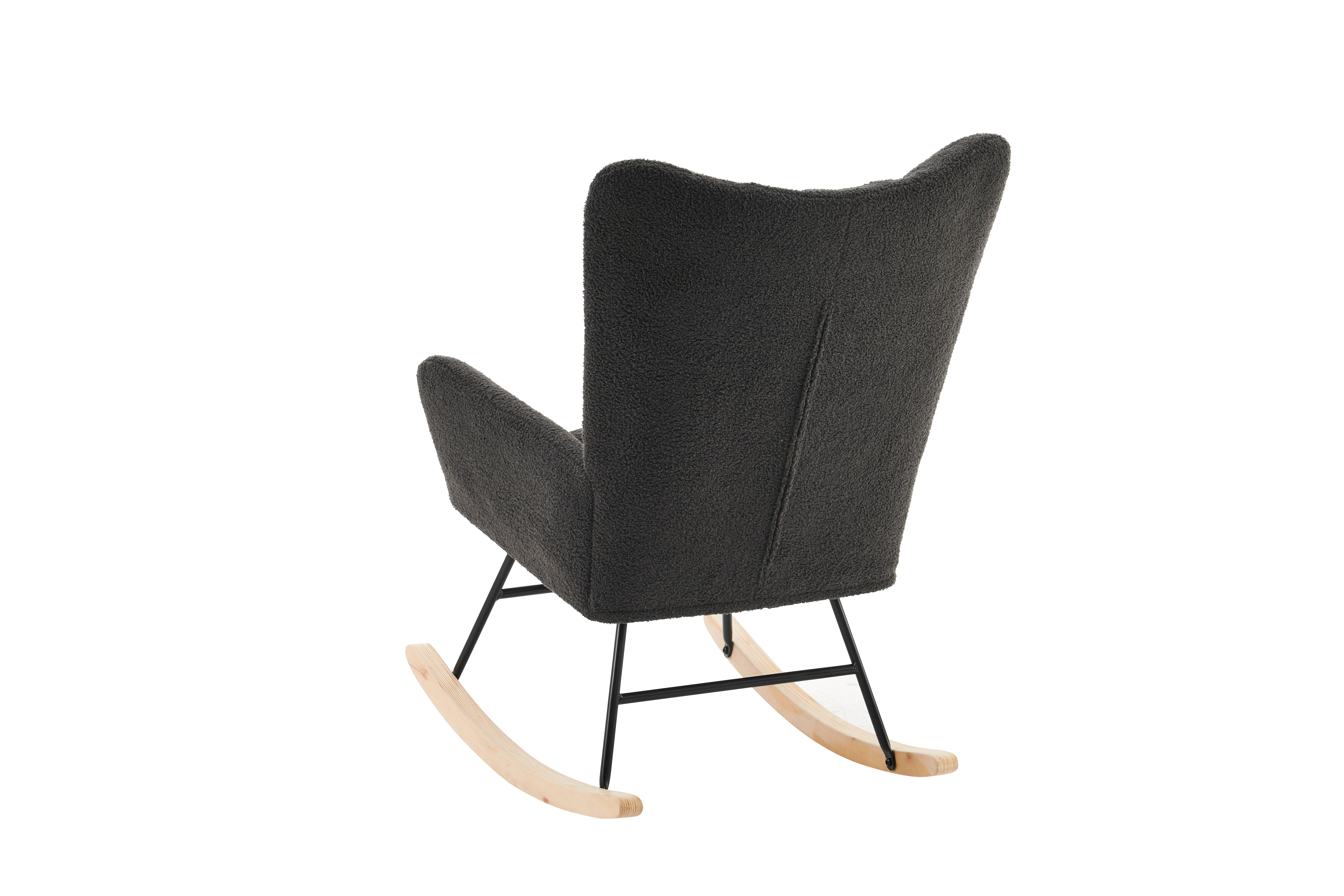 Modern Rocking Chair High Back Armrests - Grey
