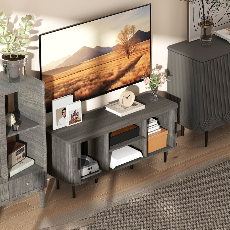 TV Stand Cabinet for TVs up to 55 Inches, Storage Shelves and Cupboard, Grey