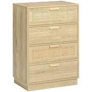 Chest of Drawers Four Rattan Weave Panel Wood-Effect