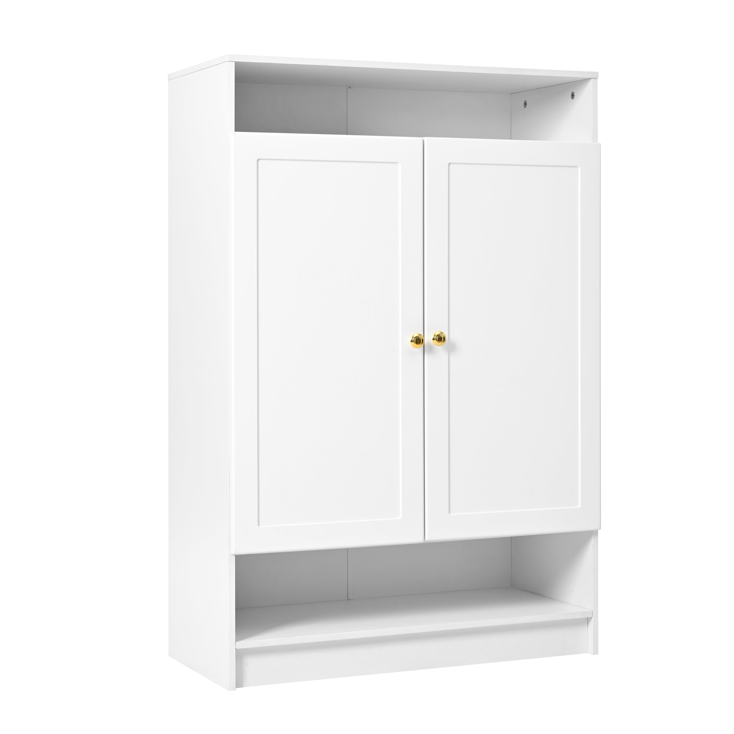 Modern shoe cabinet with adjustable shelves and 2 doors, white